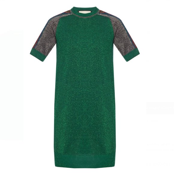 Gucci Metallic T-shirt Dress in Green NEW WITH TAGS - Picture 2 of 13